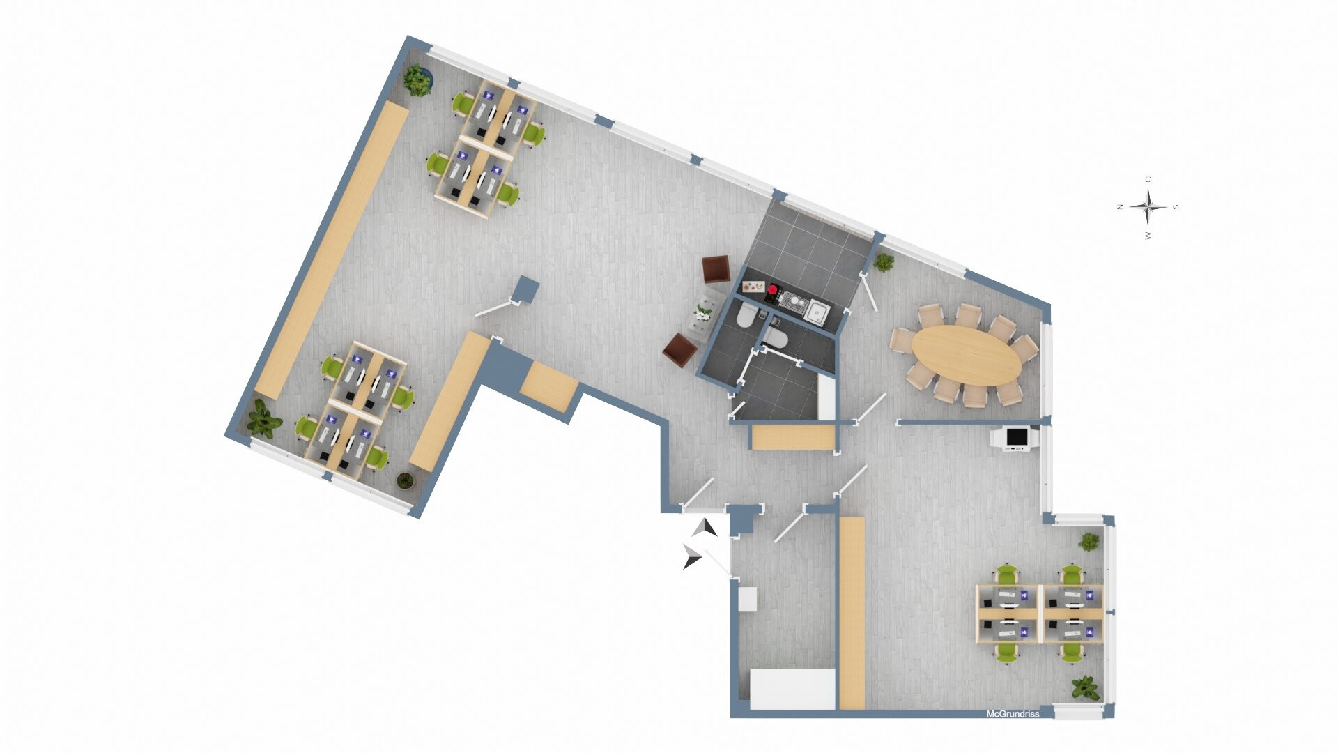 Grundrissplan Bürofläche