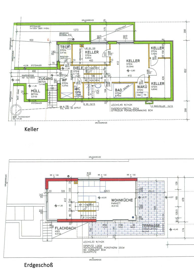 Grundriss Skizze Keller und Erdgeschoß