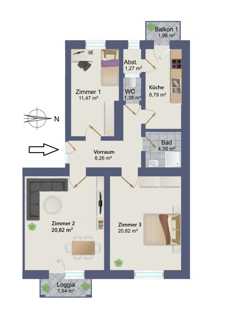 Grundrissplan Top 08
