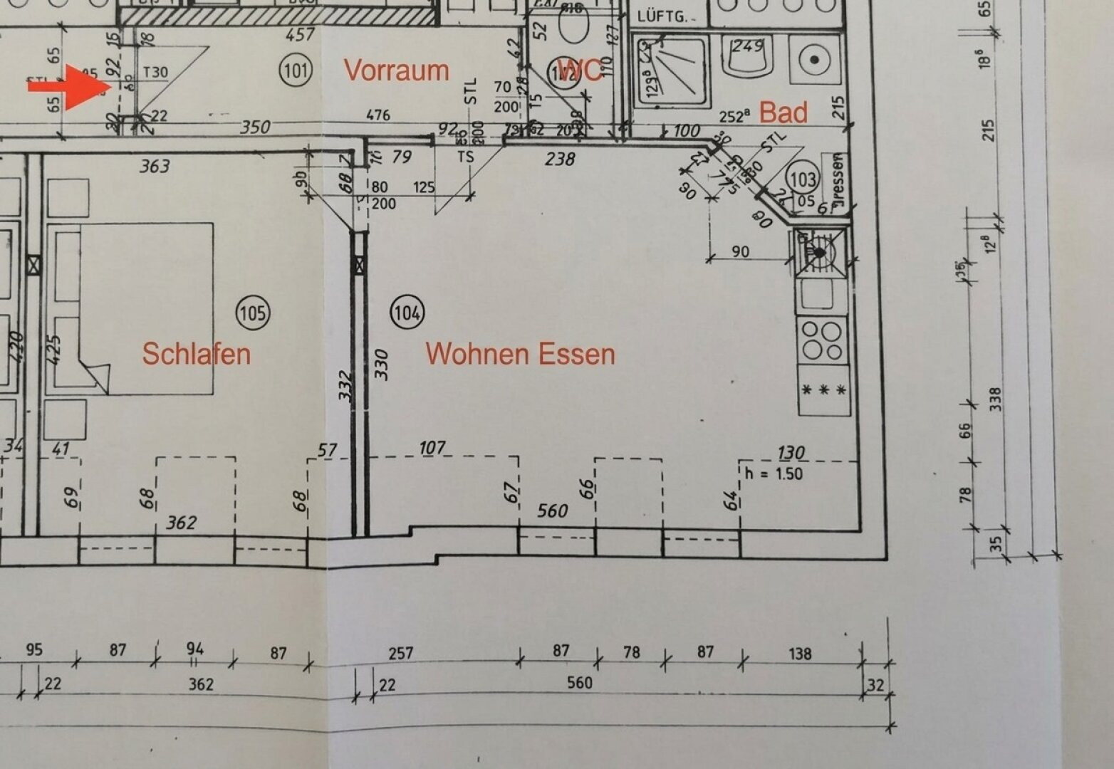 Grundriss unmaßstäblich vergrößert