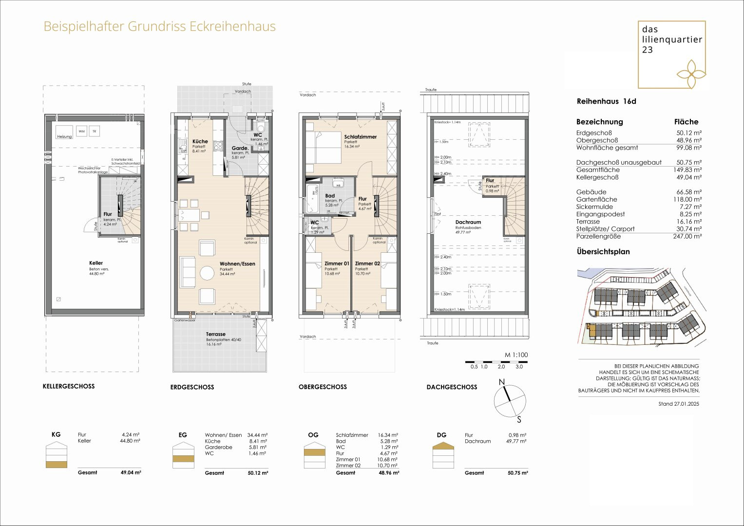 Beispielhafter Grundrissplan Eckreihenhaus
