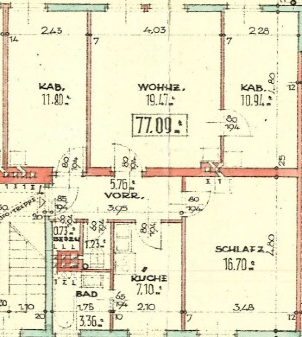 Grundriss Wohnung mit 2-3 Schlafzimmern