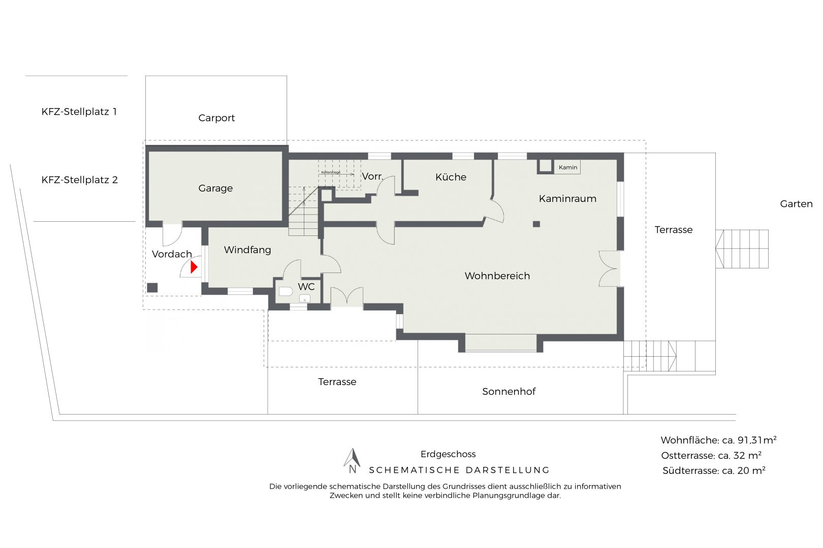 Grundriss Erdgeschoss, schematische Darstellung