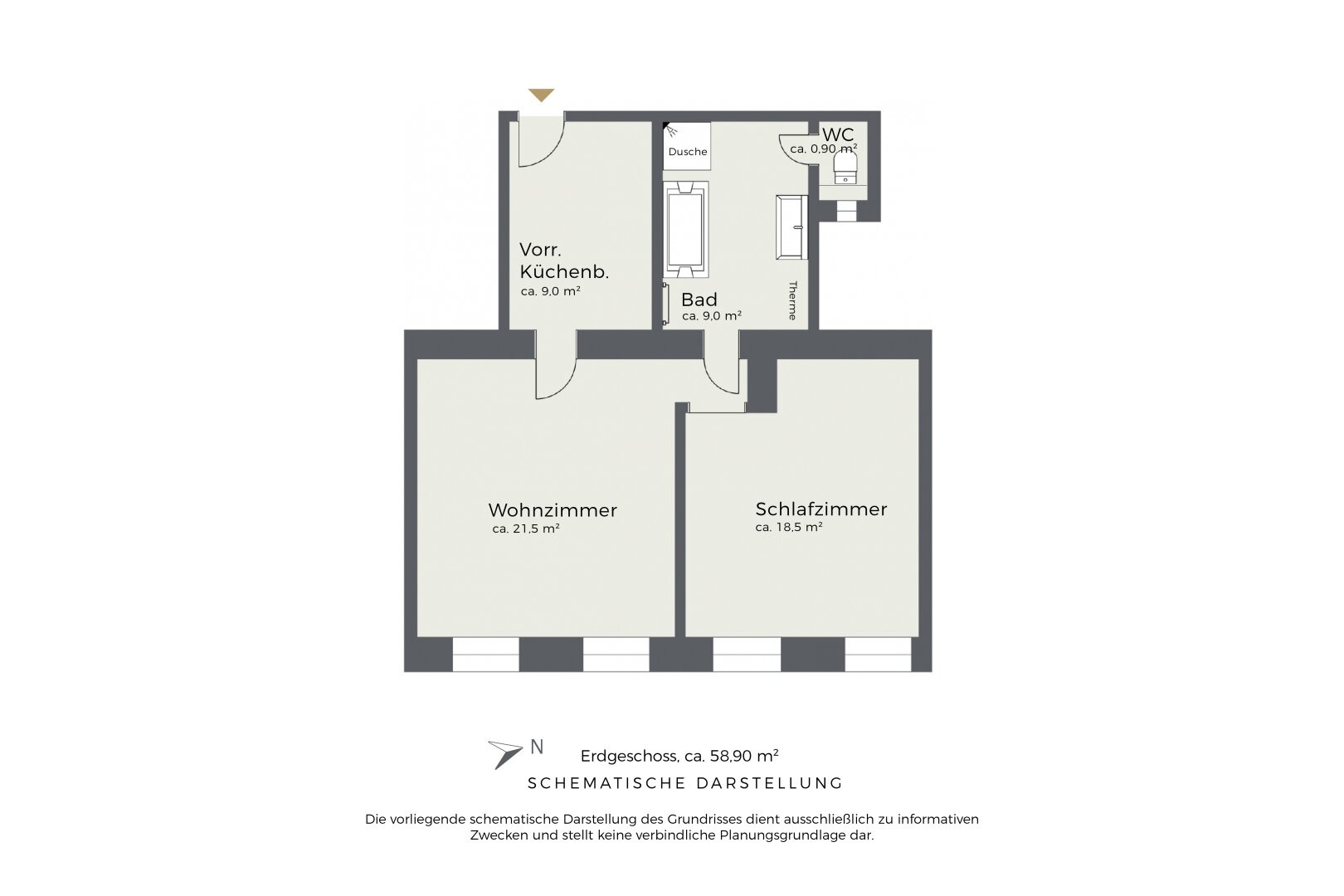 Grundriss Top 2/3, schematische Darstellung