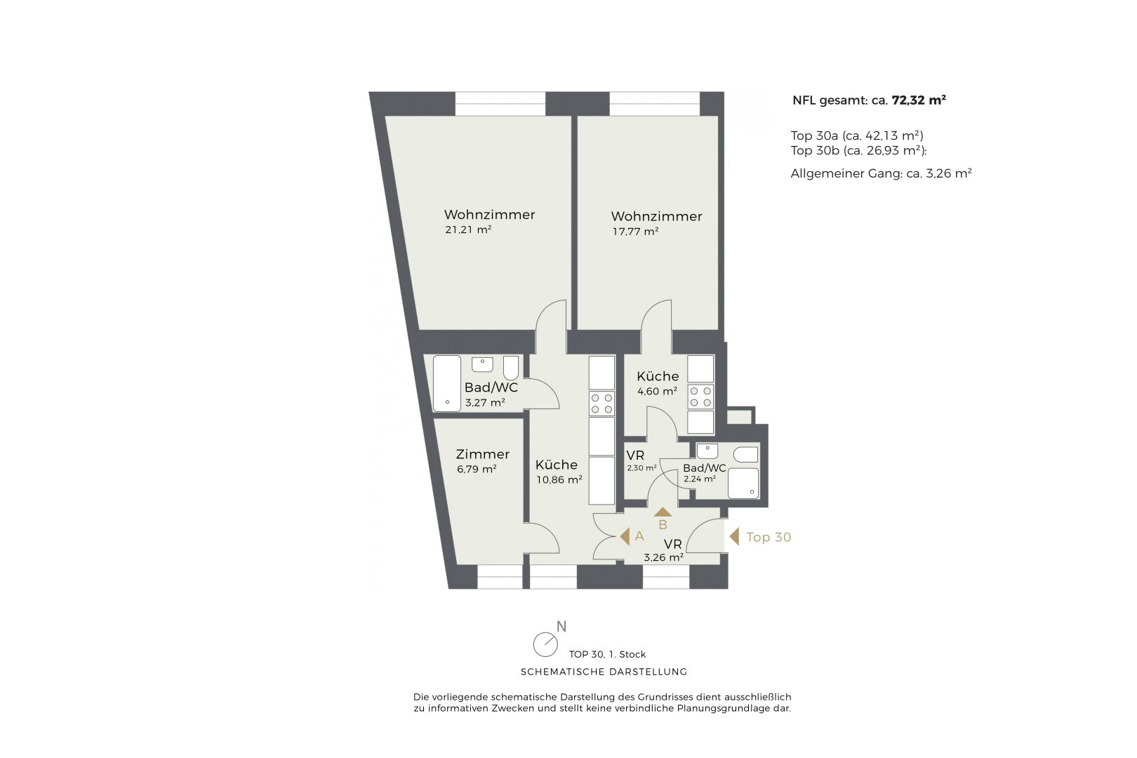 Grundriss, Top 30, schematische Darstellung