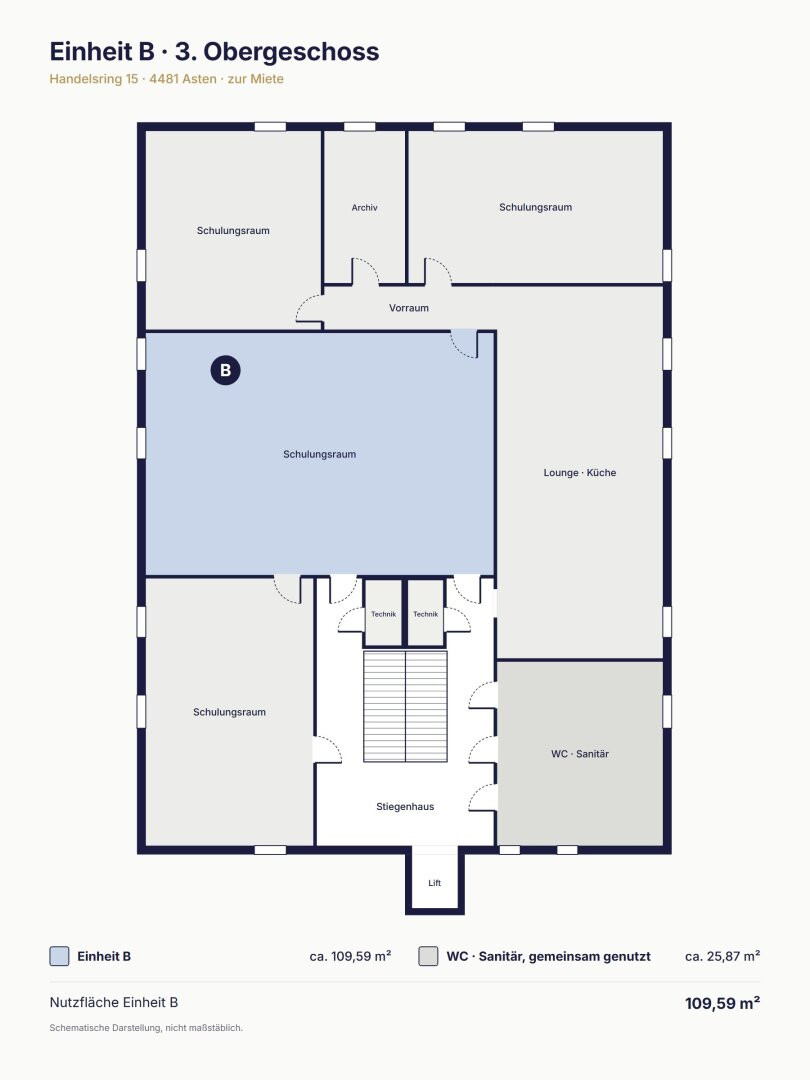 Grundriss Einheit B, 3. OG