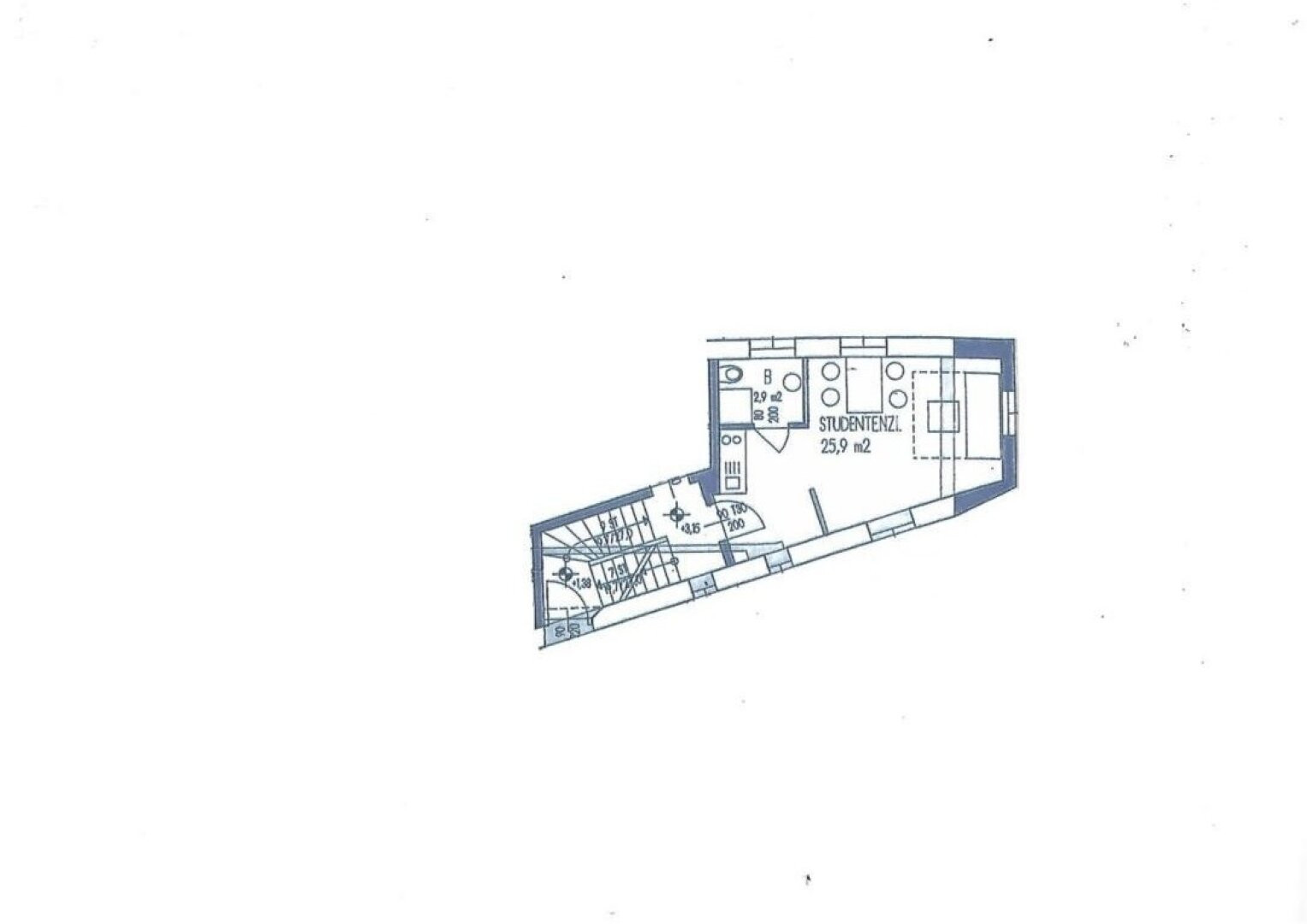 Plan - Kleines MÖBLIERTES Apartment nähe Linzergasse Miete Andräviertel Salzburg
