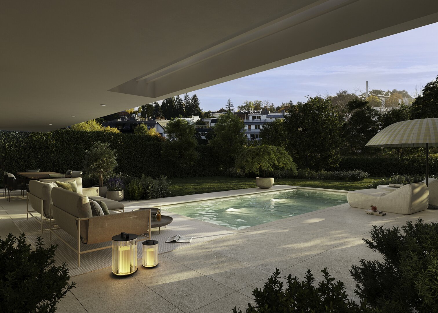 Exklusive Gartenresidenz mit weitläufigem Privatgarten Pool und Poolhaus