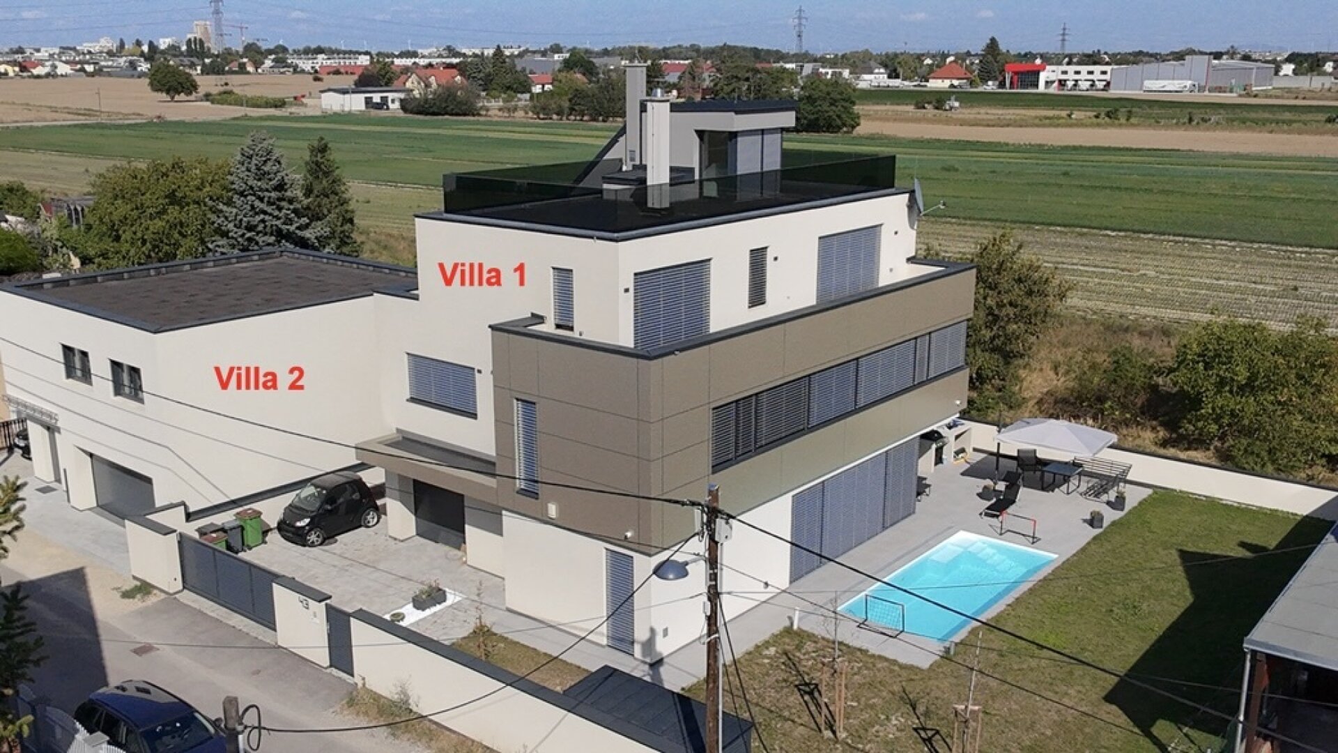 2 Premium-Villen direkt nebeneinander - mit grünem Weitblick - sonnige Ausrichtung - hochwertige Ausstattung - Salzwasserpool - Garage - Lift