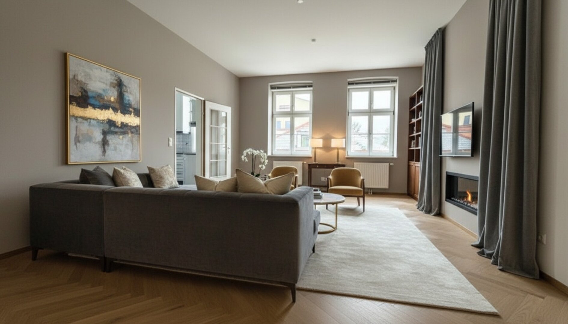 Wohnzimmer KI eingerichtet