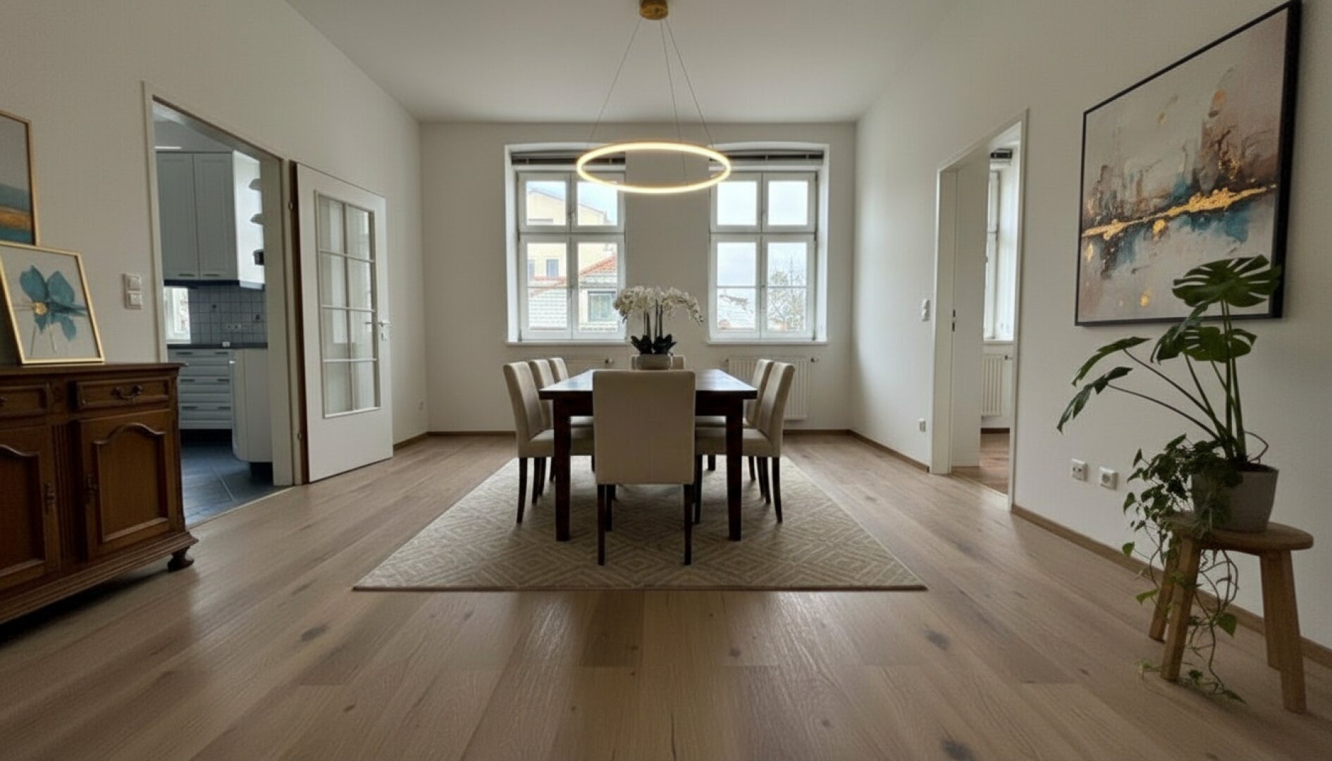 Wohnraum KI eingerichtet
