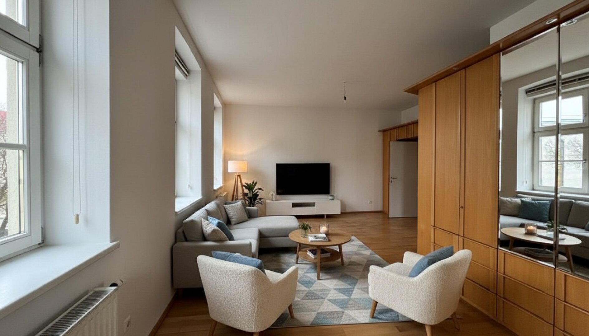 Wohn- oder Schlafzimmer KI eingerichtet