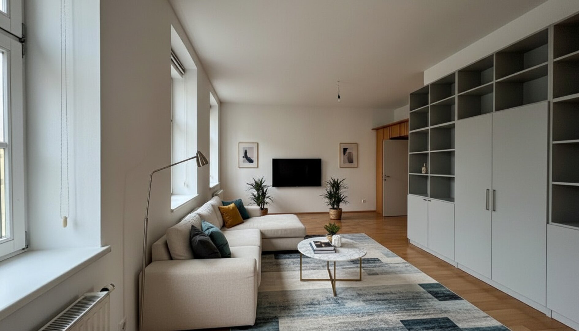 Wohn- oder Schlafzimmer KI eingerichtet