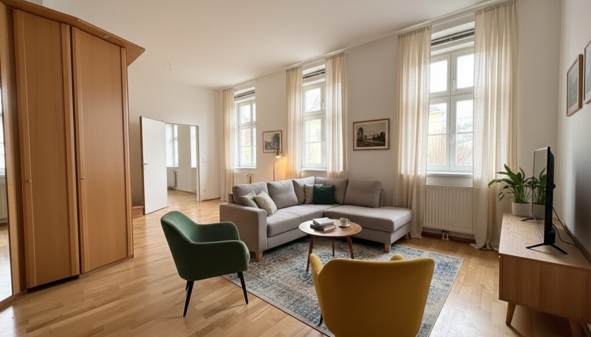 Wohn- oder Schlafzimmer KI eingerichtet