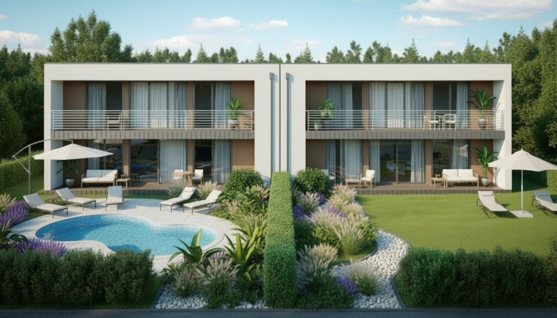 Modernes Doppelhaus in ruhiger Siedlung