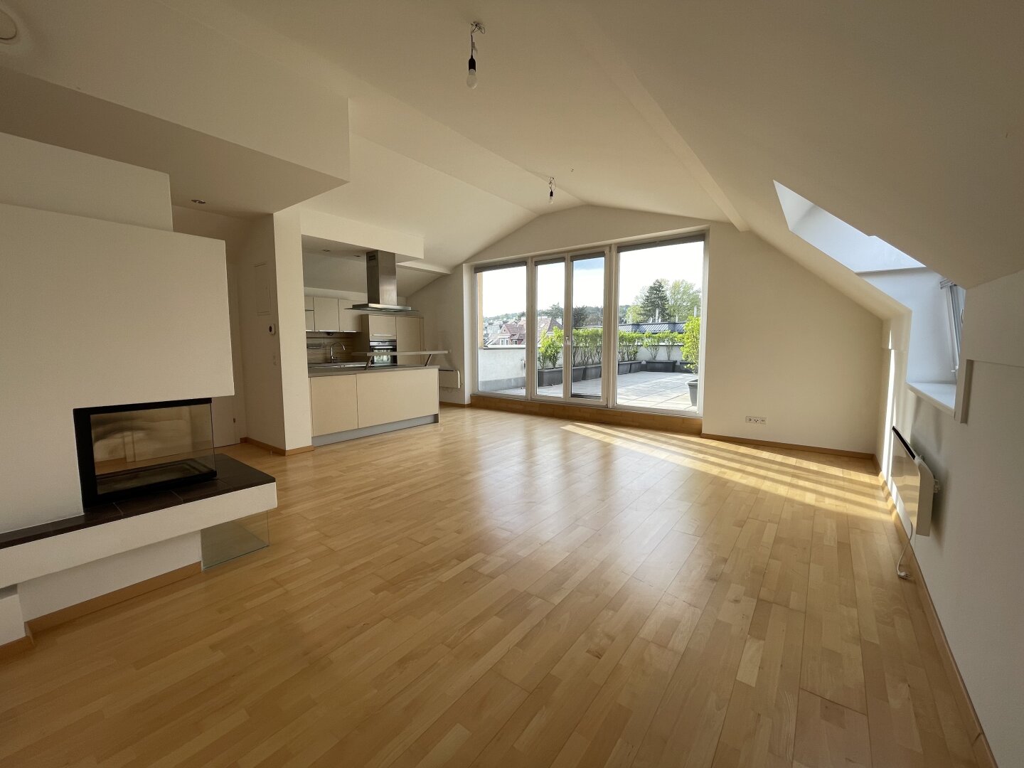 Lichtdurchflutete Dachgeschosswohnung mit 38m2 Terrasse und Fernblick ins Grüne