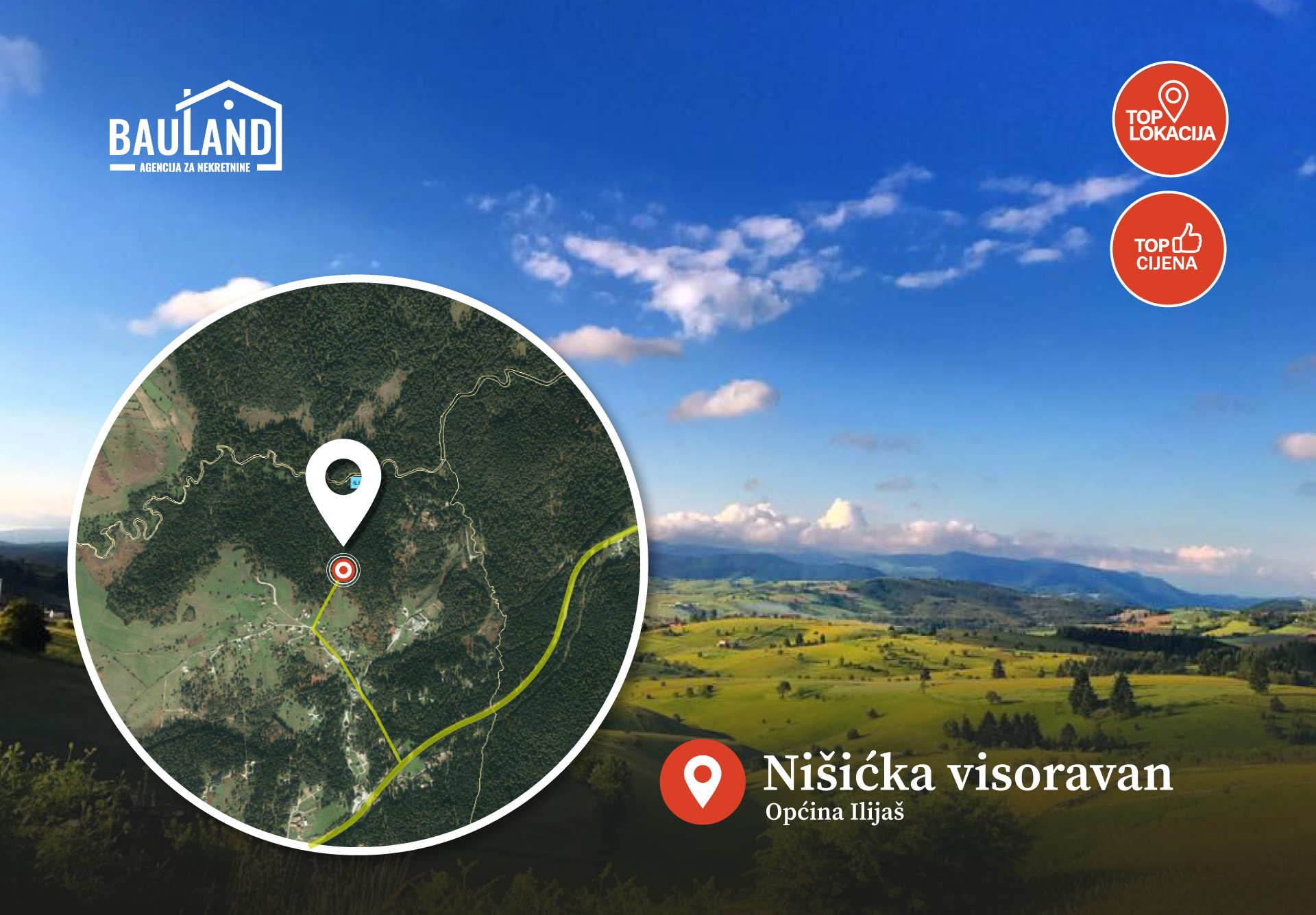 Proständige Grundstücksfläche von 11.002 m2 auf der Nišićka Hochebene