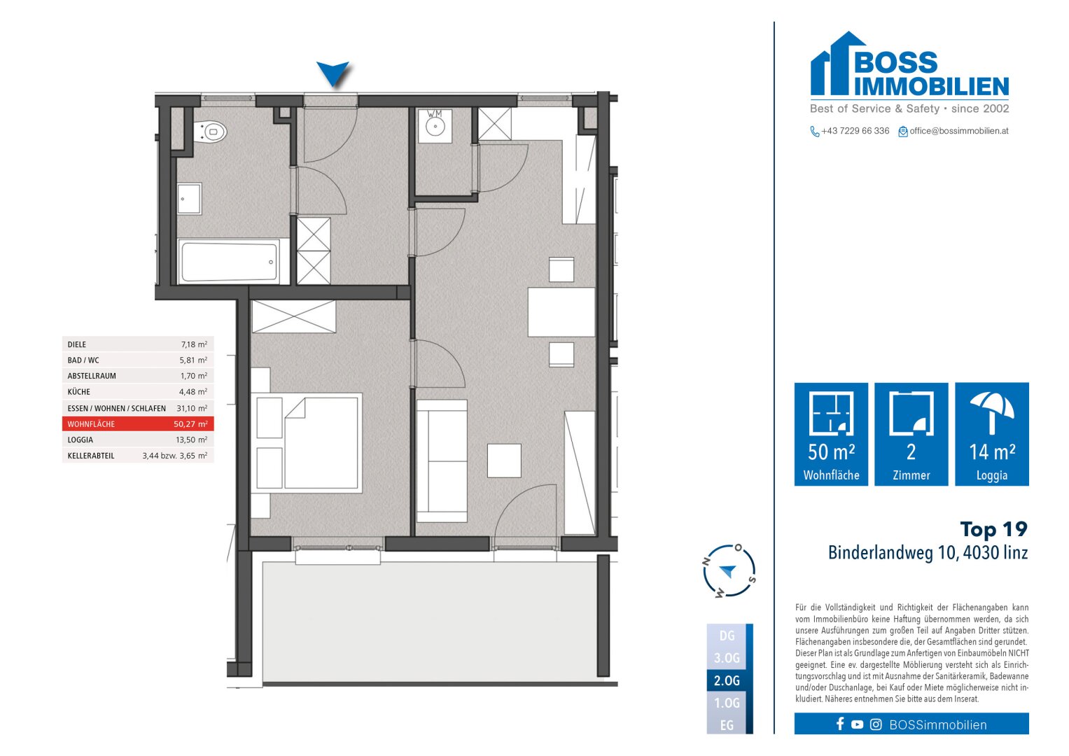 Grundriss Binderlandweg 10, Top 19