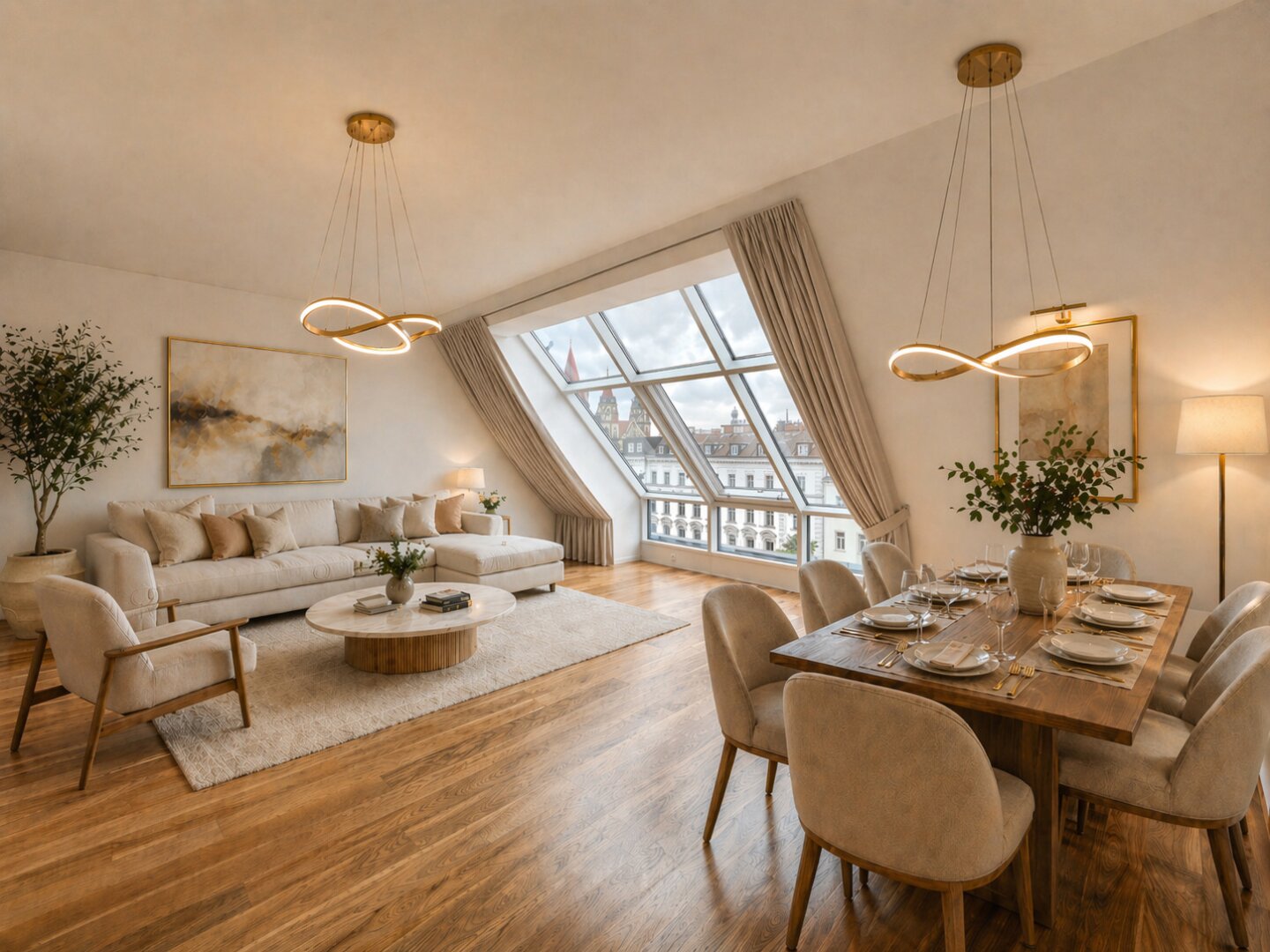 Frisch renovierte Dachgeschoss - Maisonette mit 2 Terrassen, Kamin und Klimaanlage