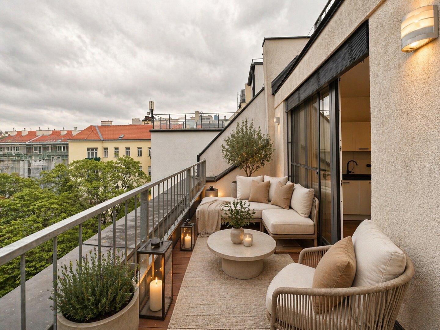 Frisch renovierte Dachgeschoss - Maisonette mit 2 Terrassen, Kamin und Klimaanlage