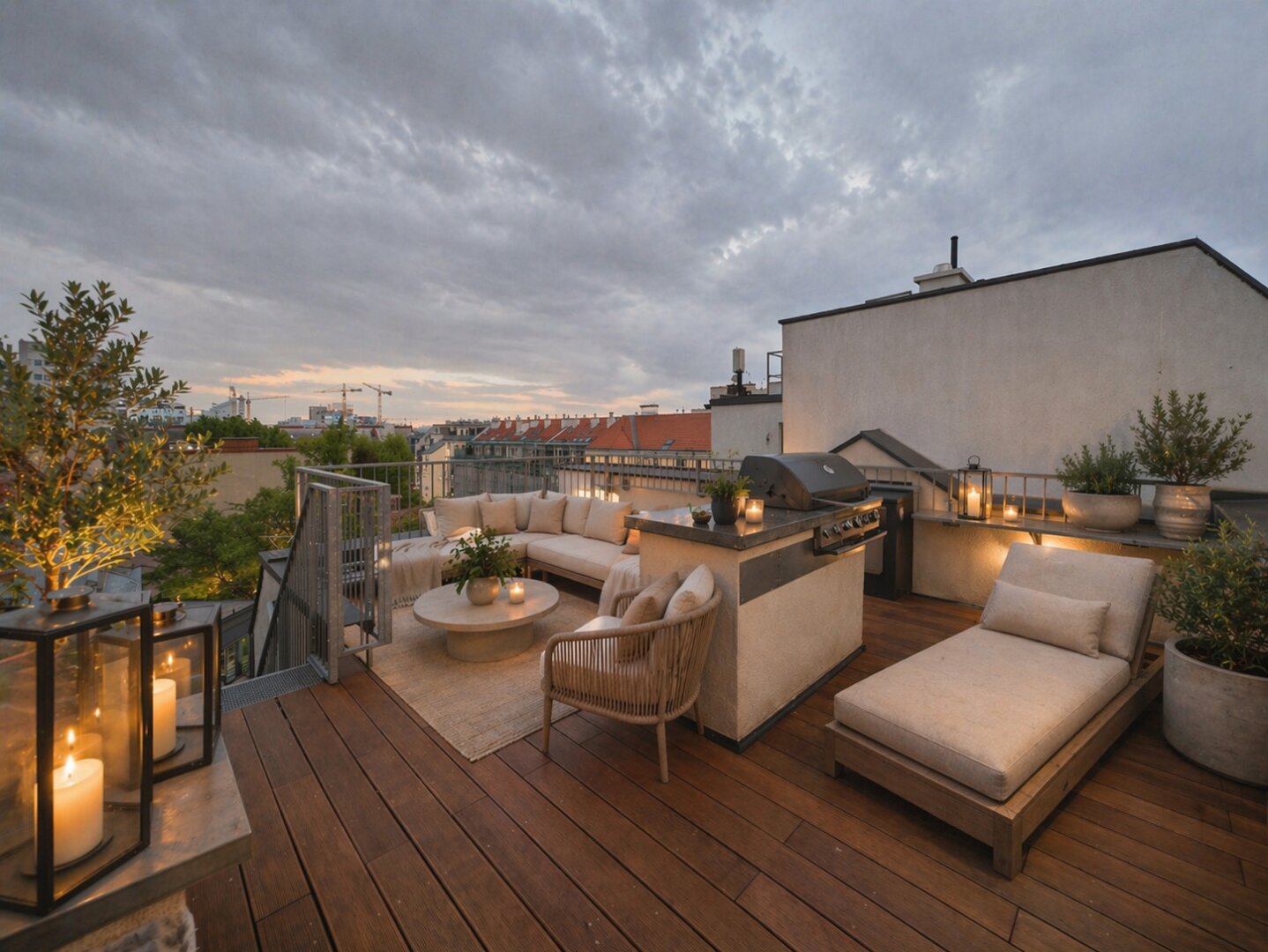 Frisch renovierte Dachgeschoss - Maisonette mit 2 Terrassen, Kamin und Klimaanlage