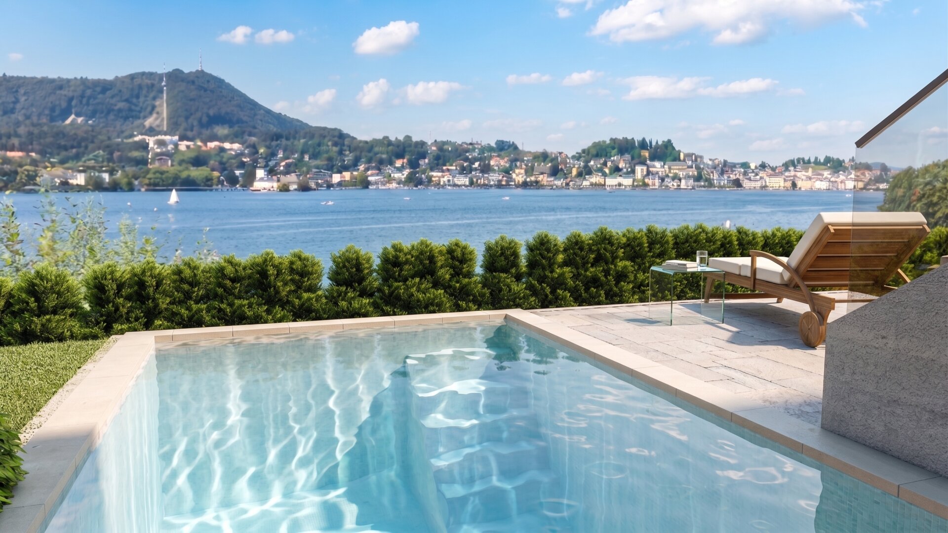 GARTENWOHNUNG MIT POOL UND TRAUNSEEPANORAMA AM SONNENHANG