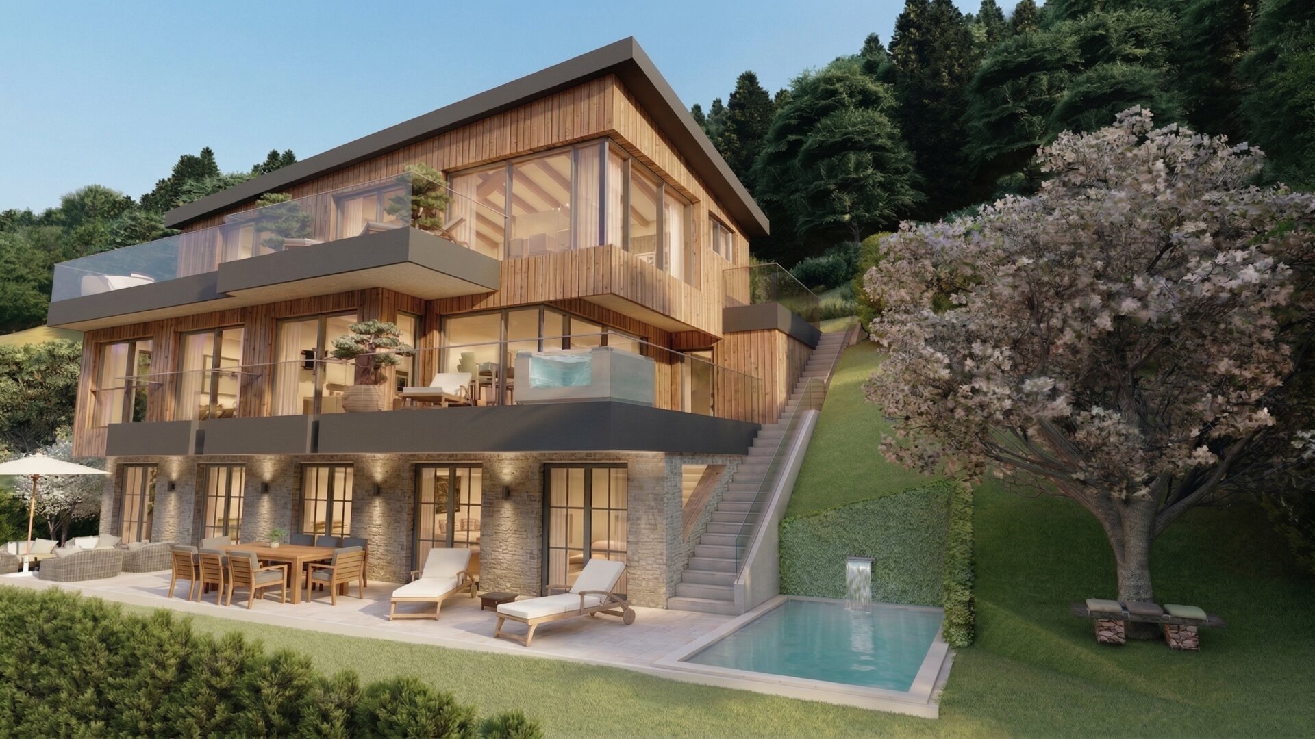 VILLA IM ALPINEN STIL MIT UNVERGLEICHLICHEM SEEPANORAMA