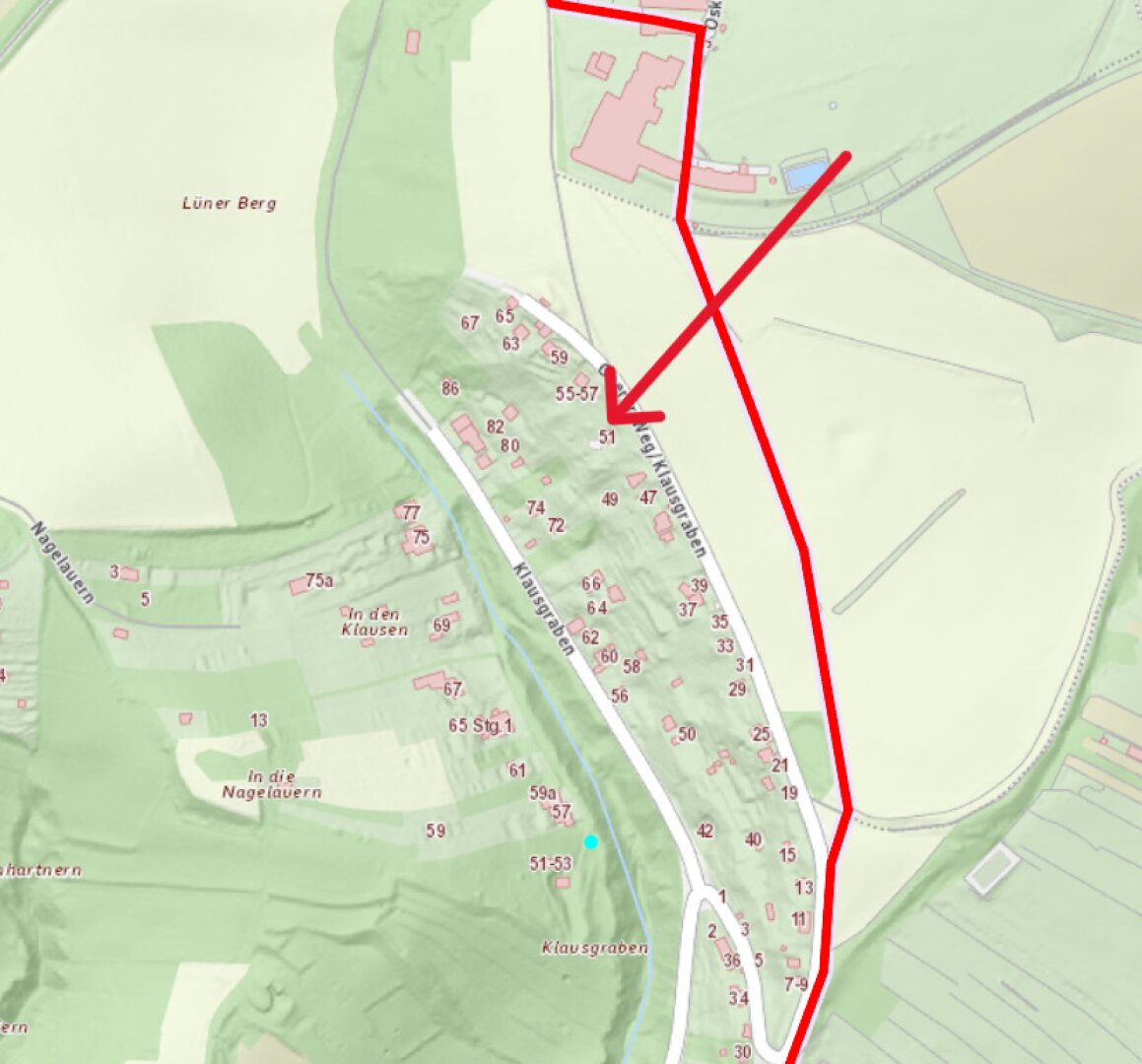 Rote Linie: Landesgrenze W - NÖ