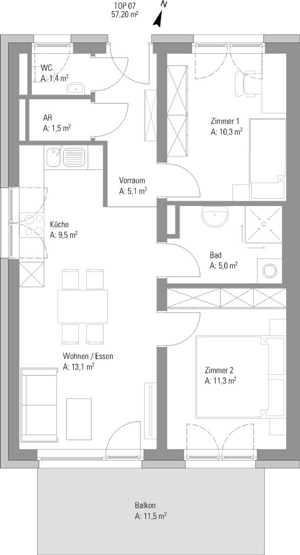 Erstklassige Balkonwohnung mit 3 Zimmern und Tiefgaragenparkplatz in Premstätten