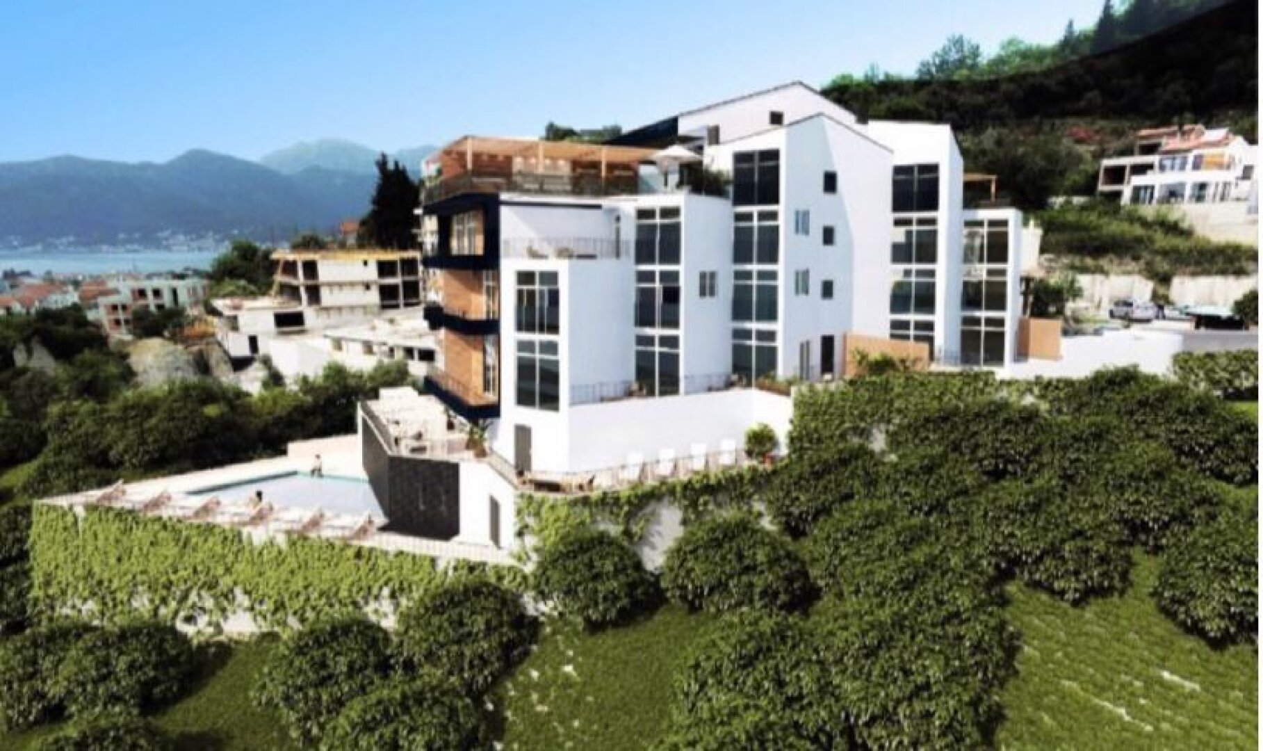 MONTENEGRO !                                    Schönes Penthouse mit zwei Terrassen, Berg- und malerischem Meerblick