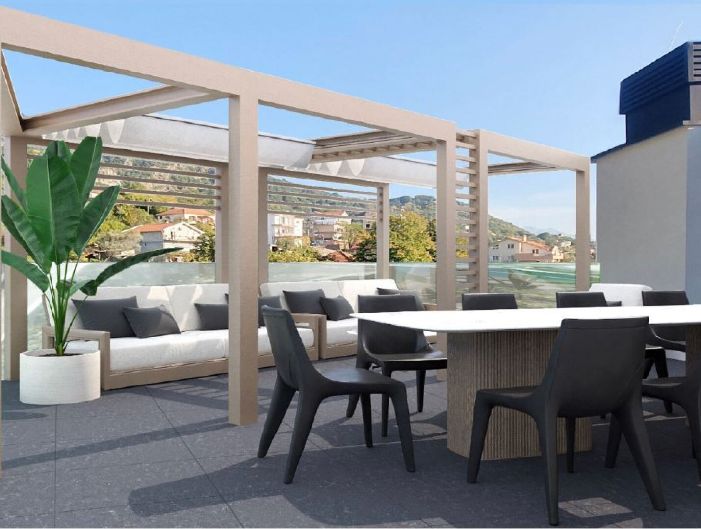 MONTENEGRO !                                    Schönes Penthouse mit zwei Terrassen, Berg- und malerischem Meerblick