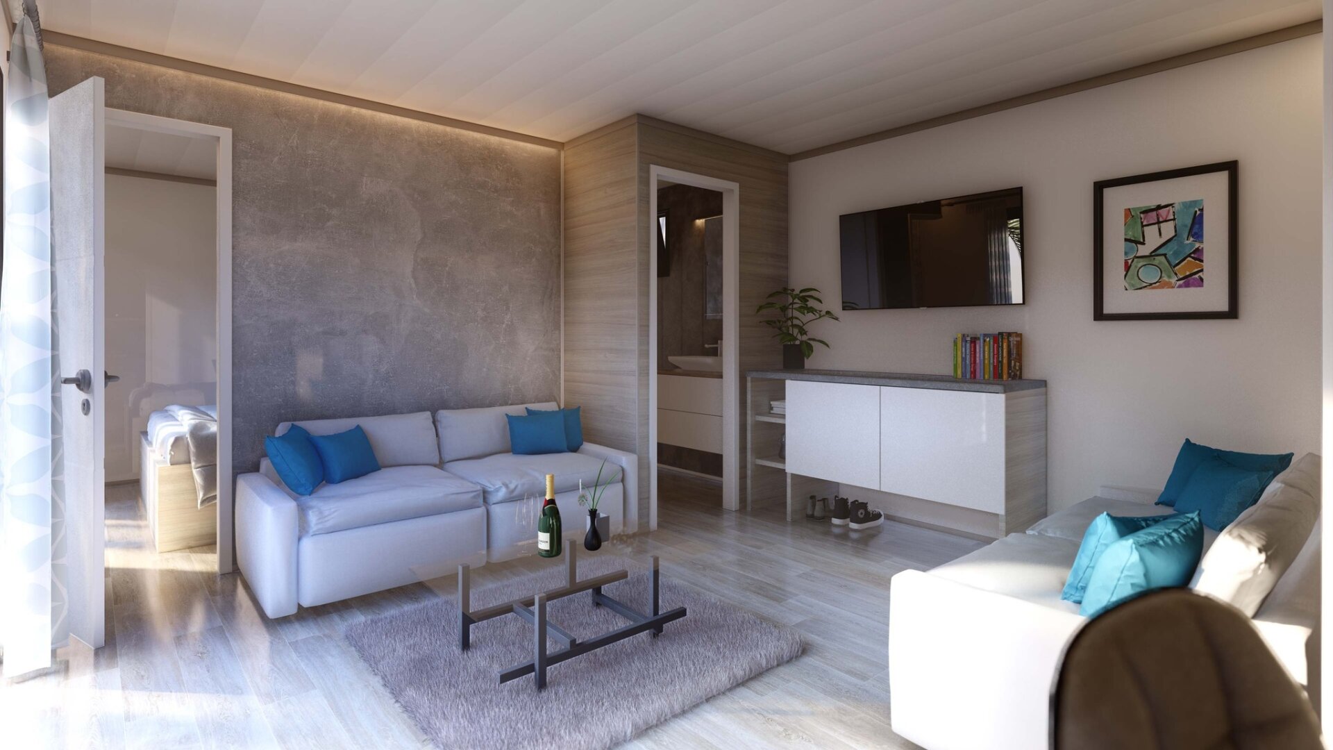 K3 - MODUL-HAUS IN GEHOBENER BAUWEISE: Wohnfläche 41 m2, 2 Zimmer, große Terrasse und Carport. Ferienregion Klopeinersee.