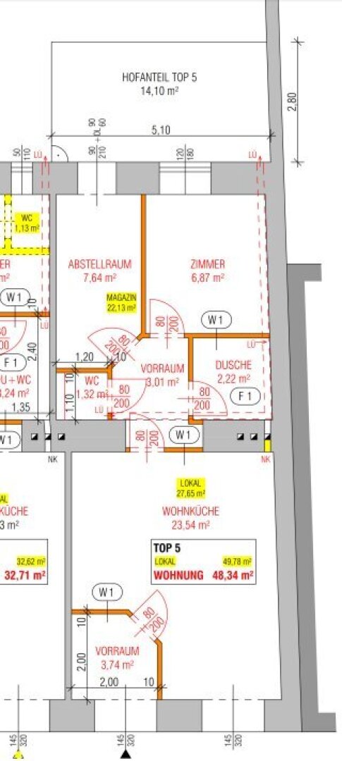 Wohnung oder Lokal - alles noch möglich! 48 m² plus 14,10 m² Freifläche im Innenhof!