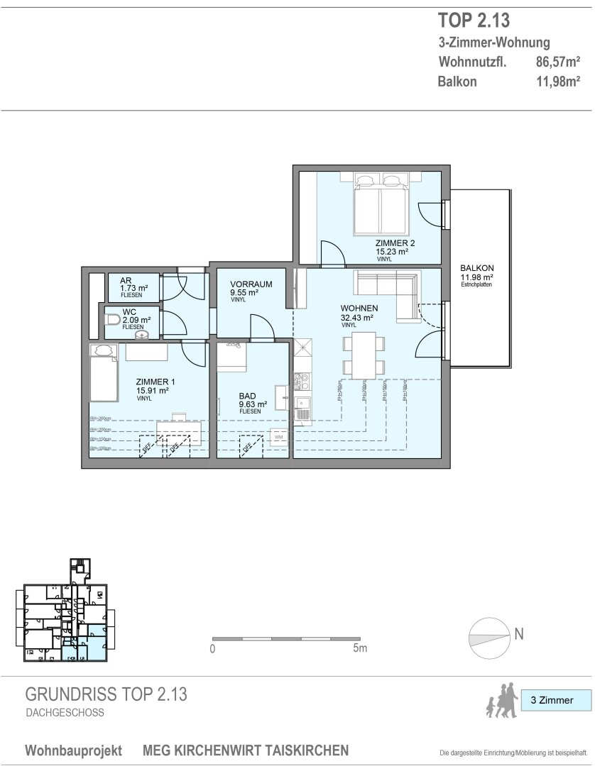 helle freundliche Wohnung mit tollem Ausblick - Top 13 - inklusive Küche - 1. MONAT MIETFREI