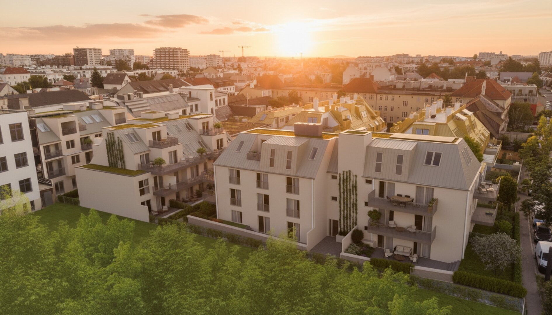 Am Freihof 5 | 1220 Wien | Vogelperspektive Sonnenaufgang