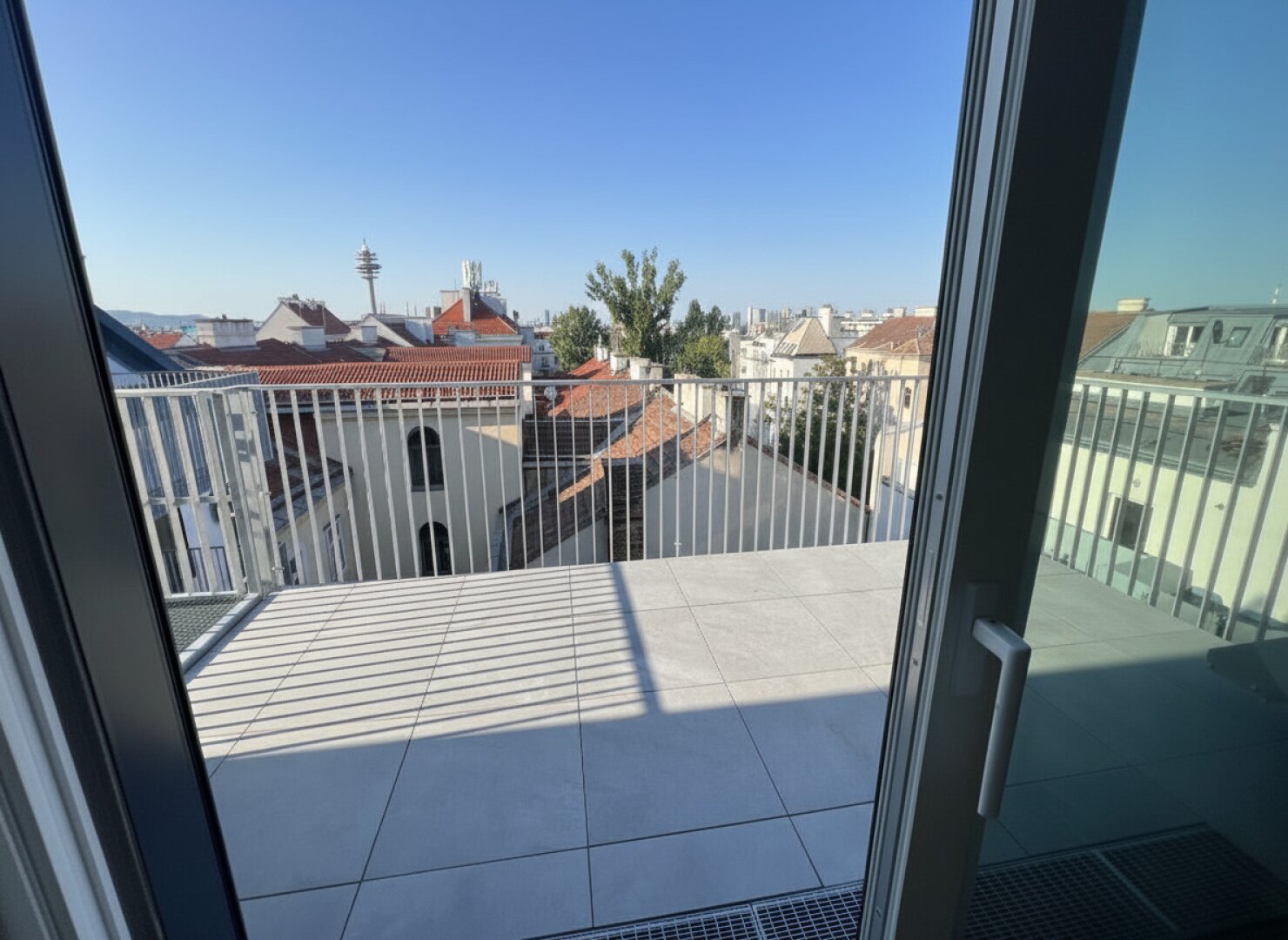 der Ausblick vom Balkon