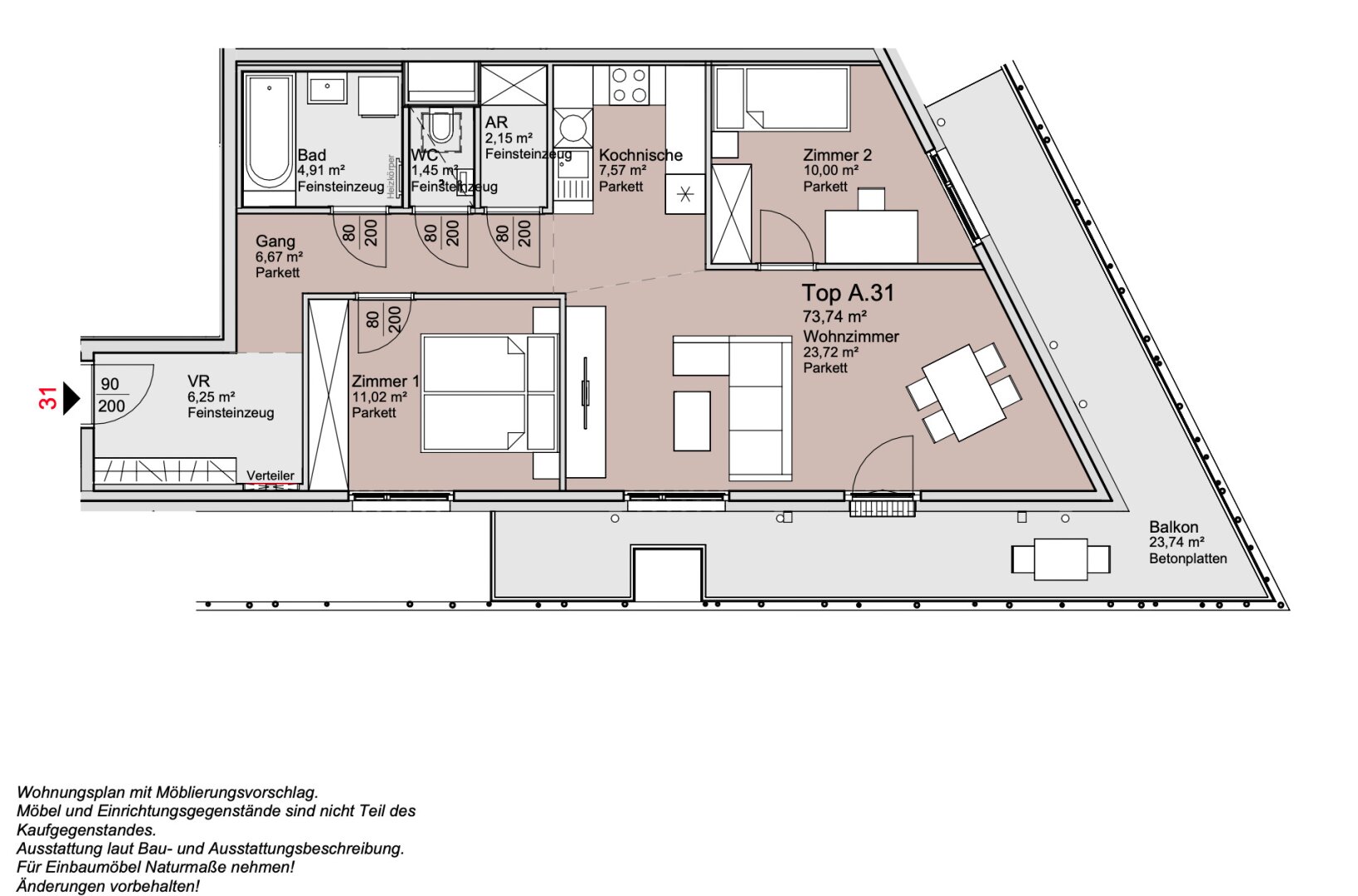 *ANLEGERPREIS* Provisionsfreie 3-Zimmer Wohnung mit 24 qm Balkon!