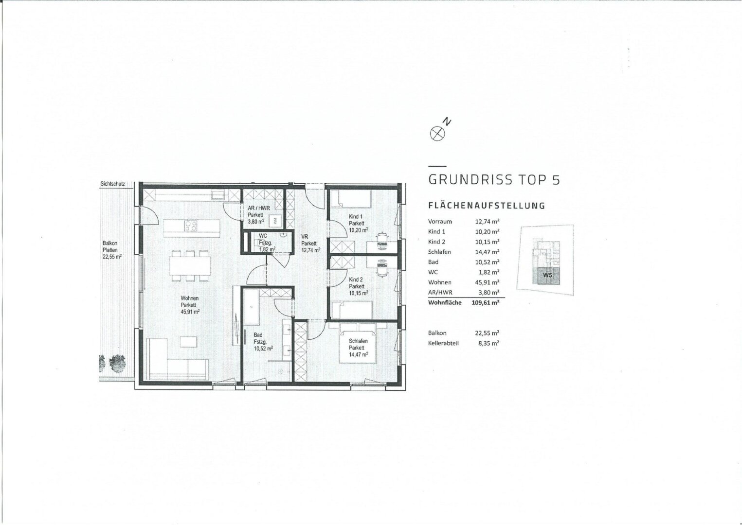 Plan - Geräumige 4 Zimmer Wohnung mit großem Balkon Kauf Parsch Salzburg