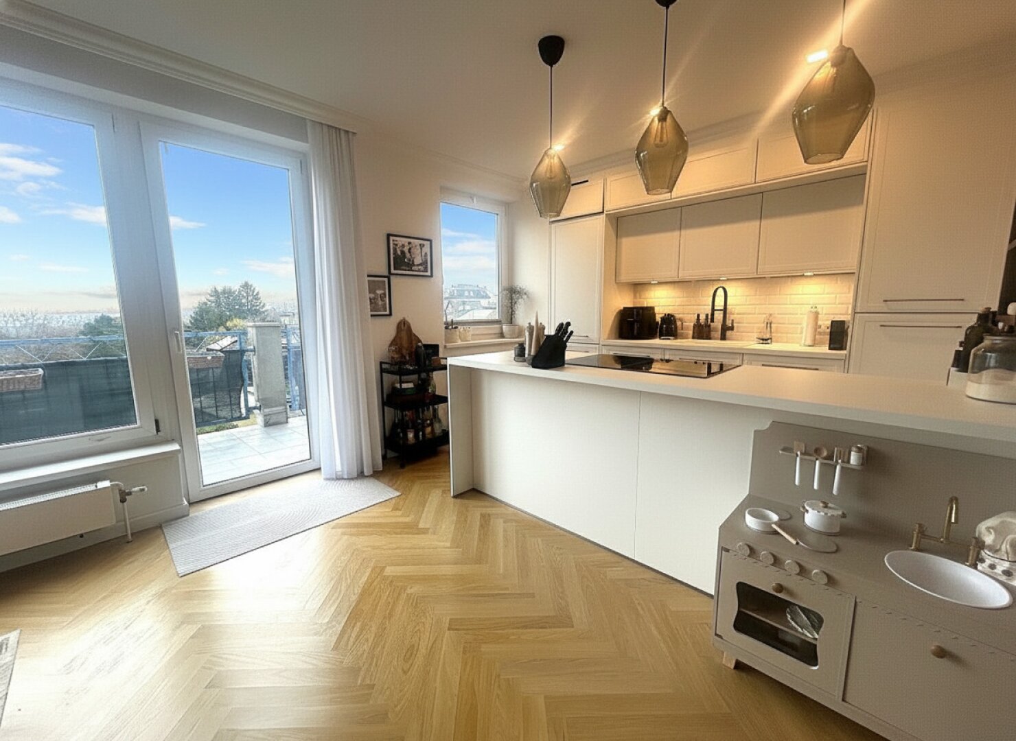 Blick zum Balkon
