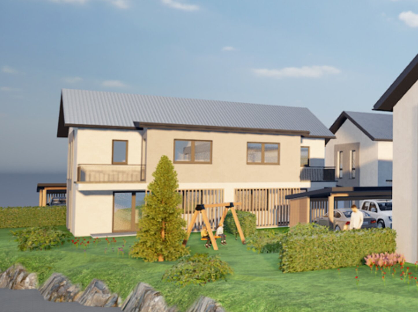BAUSTART: Stilvolle Doppelhaushälfte mit sonniger Terrasse