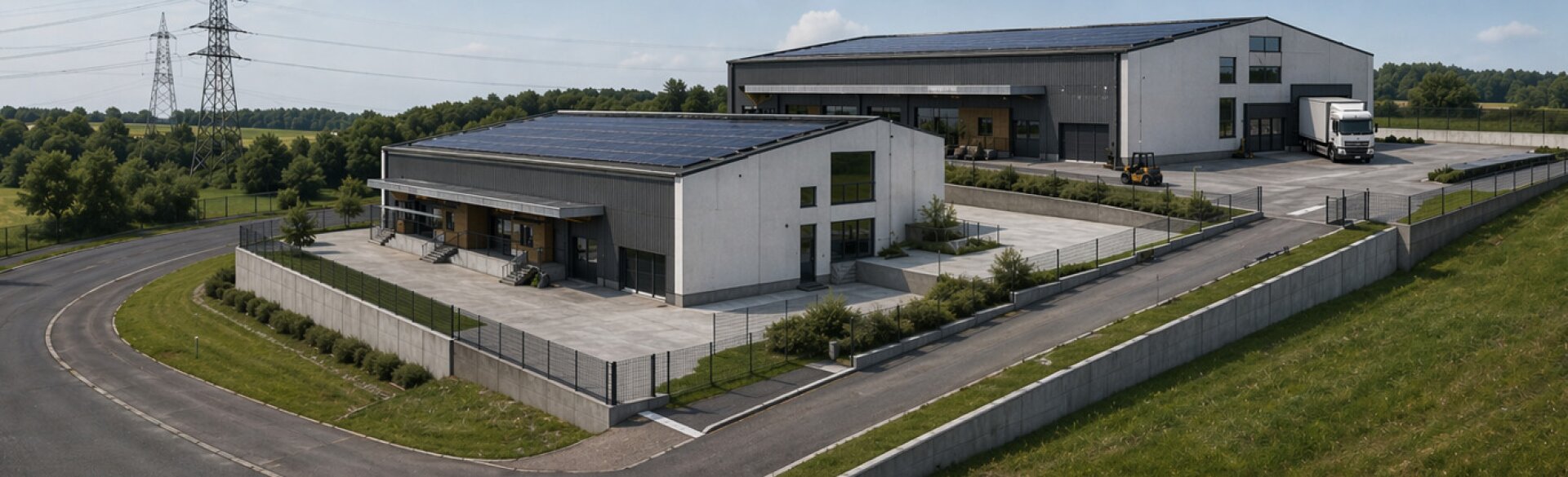 Moderne Gewerbehalle mit Bürofläche – Neubau in Toplage von Thalheim  ZU MIETEN