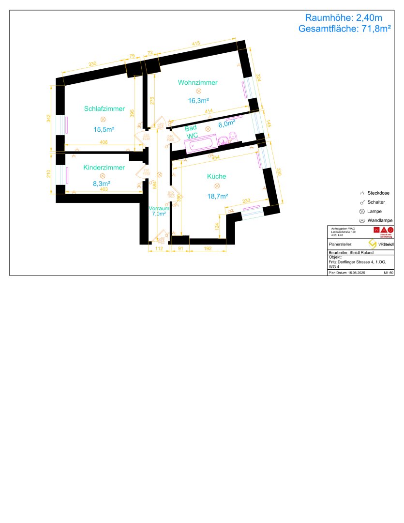 Wohnungsplan Derflingerstraße 4, 1. Stock - Tür 4