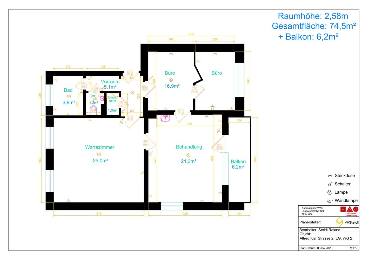 Plan Ordination Klar Straße 2