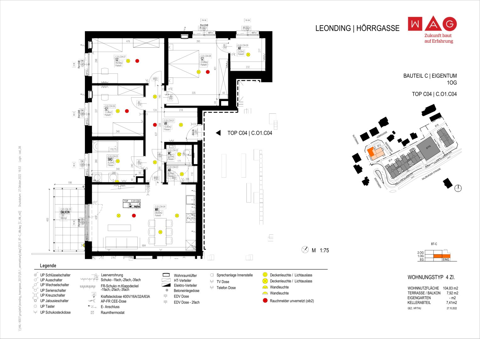 Wohnungsplan mit Maßen