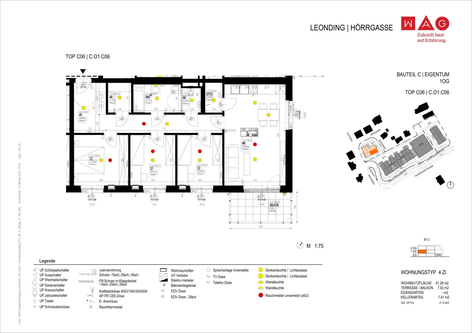 Wohnungsplan mit Maßen