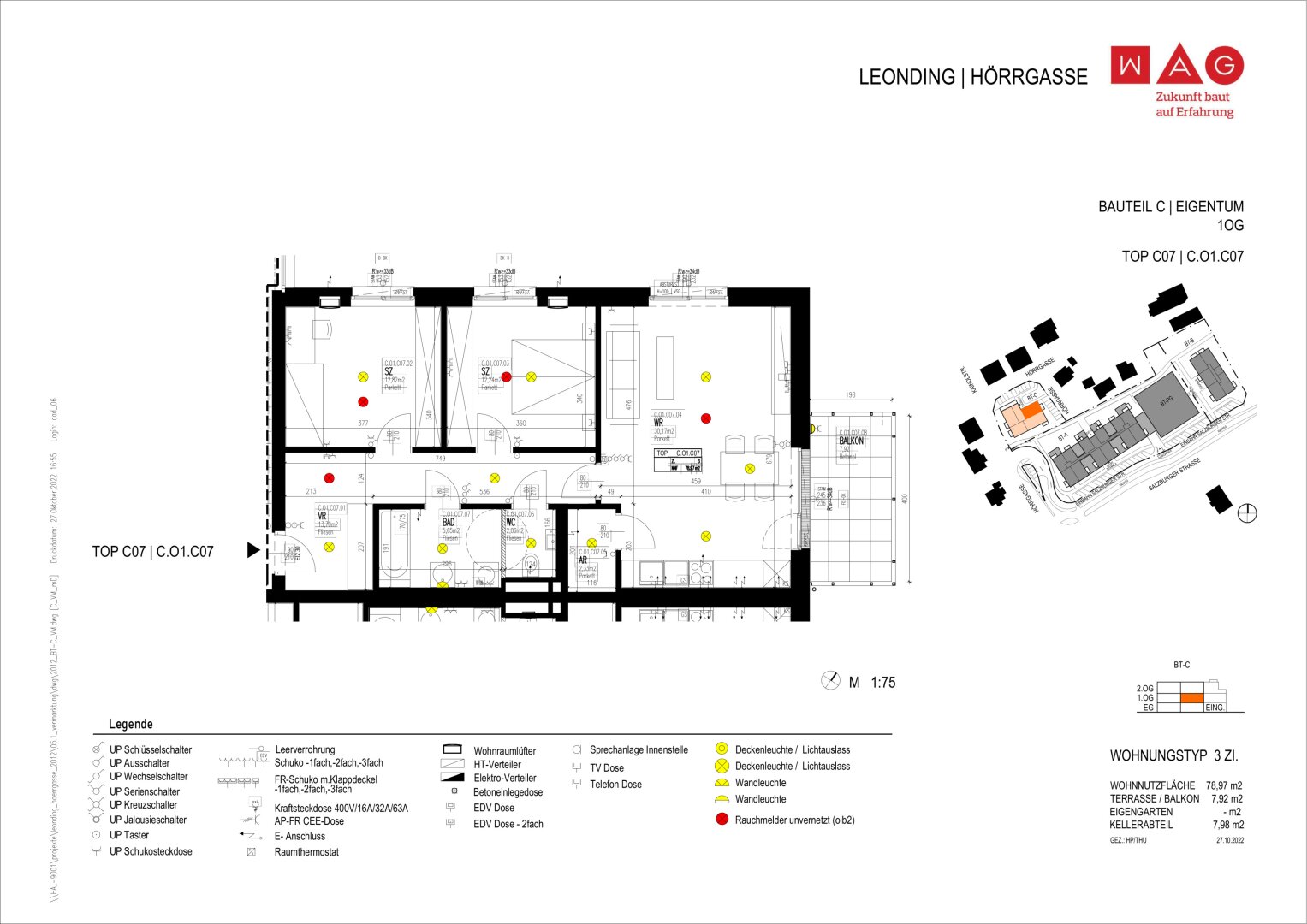 Wohnungsplan mit Maßen
