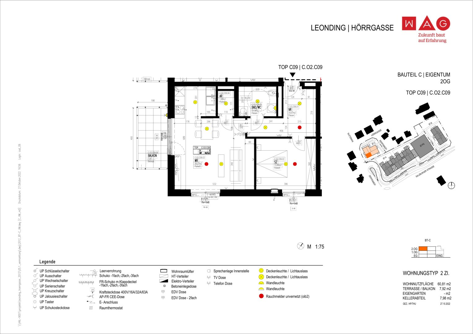 Wohnungsplan mit Maßen