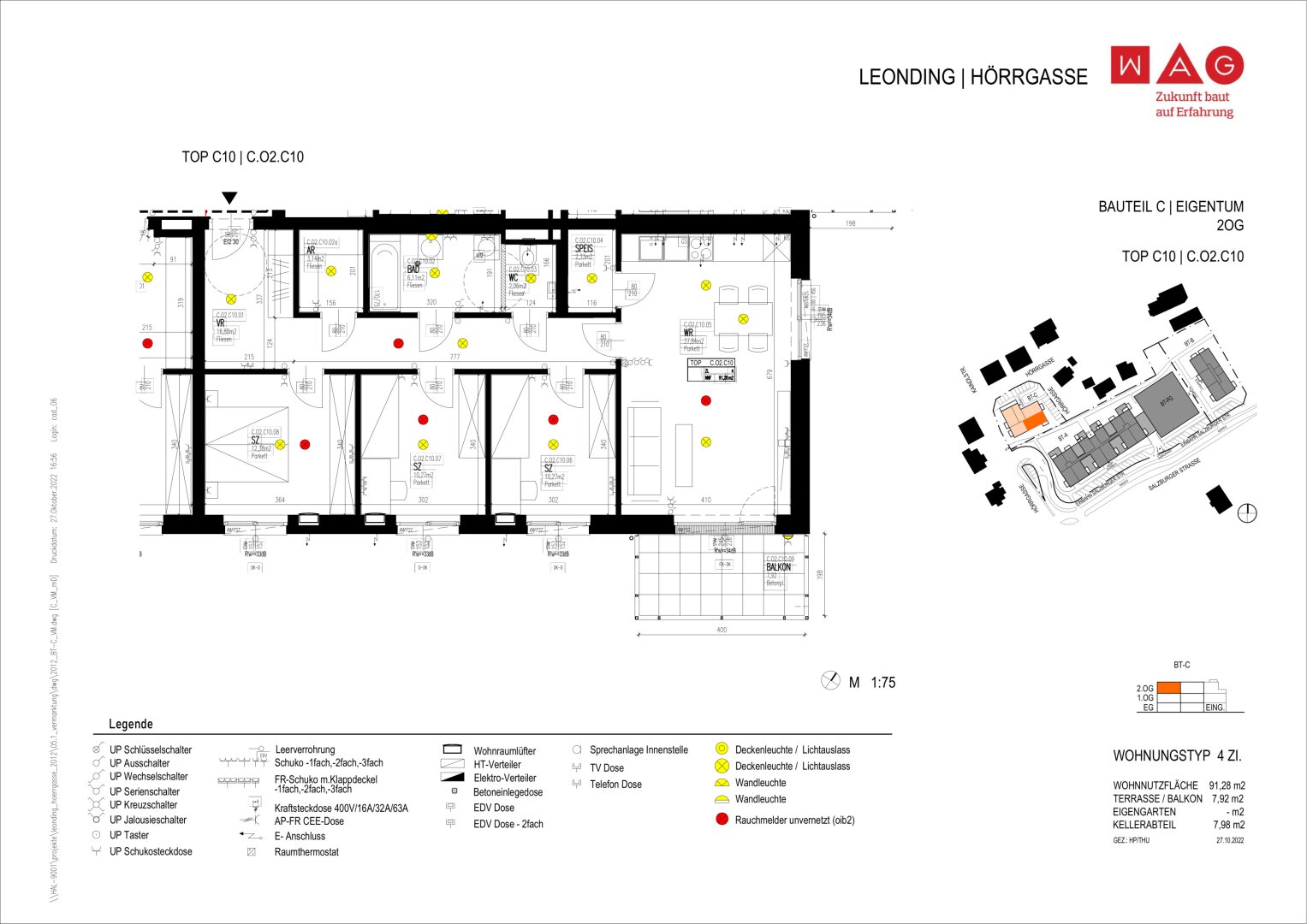 Wohnungsplan mit Maßen