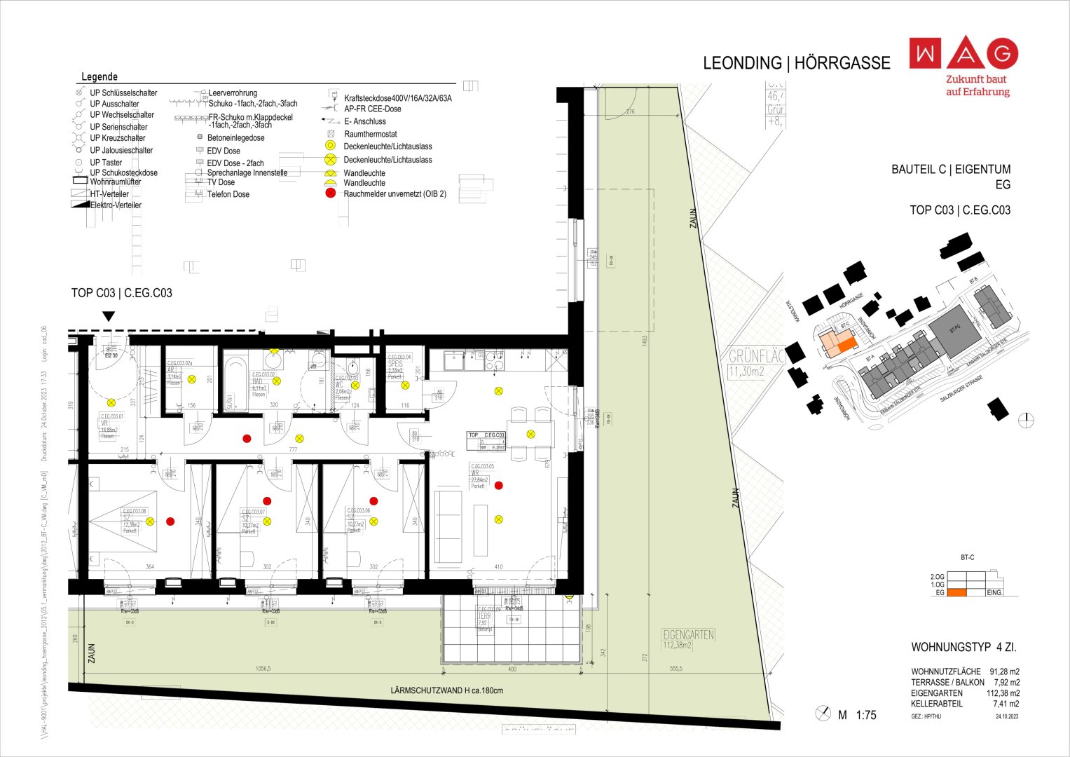Wohnungsplan mit Maßen