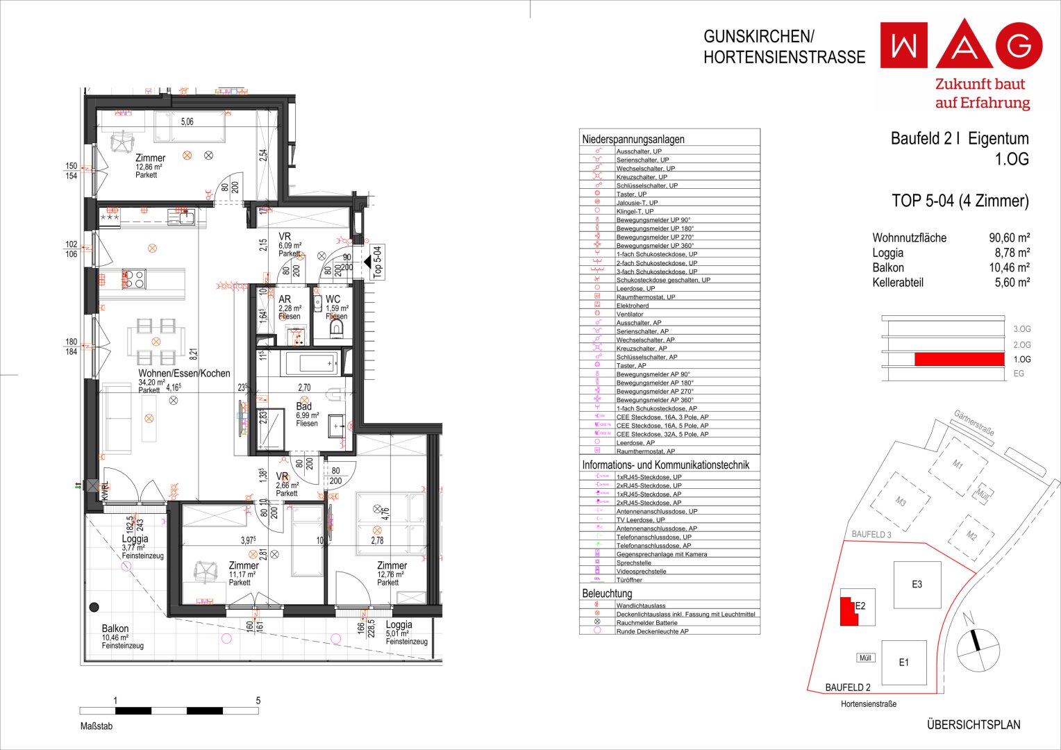 Wohnungsplan mit Maßen